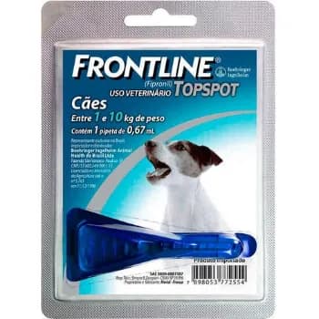Frontline Top Spot P Cães 01kg a 10kg 0,67 Ml 1 Dose Antipulgas Para Cachorro