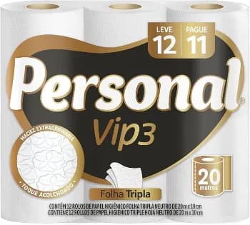 12 un. Papel Higiênico Personal Vip Folha Tripla