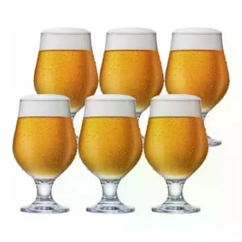 Jogo 6 Taças Cerveja Vidro Cristalino 400ml M&K Home