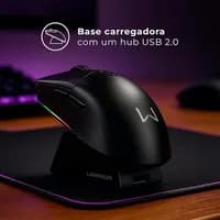 Mouse Magnus Sem Fio com Base Warrior, 10000 DPI, RGB, 6 Botões e Bateria Recarregável - MO421