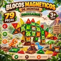 Blocos Montar Magnéticos Dinossauros Educativo