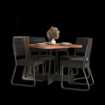 Sala De Jantar 4 Cadeiras Charlotte Carraro Nogal cor preto