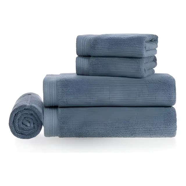 Jogo De Banho 5 Pçs 100% Algodão Fio Penteado Softmax Unika 450g/m² Imperial Azul Sereno Karsten