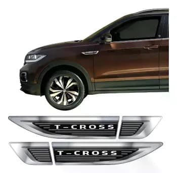 Par De Adesivos Emblema Aplique Lateral Vw T-cross Resinado