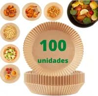 Kit Com 100 Unidades De Papel Descartável Antiaderente Para Air Fryer