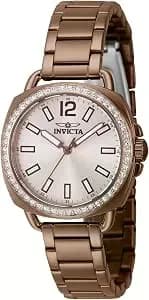 Invicta Relógio Feminino De Quartzo De Aço Inoxidável 32 Mm, Marrom (modelo: 46344), Marrom, Tendência