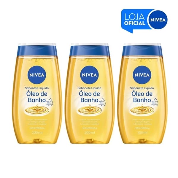 KIT - NIVEA Sabonete Líquido Óleo de Banho 200ml - 3 unidades