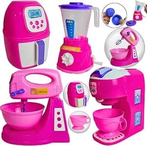 Kit Cozinha Brinquedo Infantil 8pçs Eletrodomésticos Potes