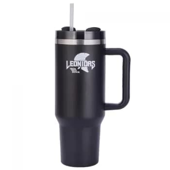 Copo Térmico Leonidas, 1180ml, Com Canudo, Quente ou Frio, Metal, Preto, LN-GL-ST1180MLBK✨