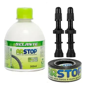 Kit Tubeless 29  Bike Líquido Selante 300ml + Válvulas + Fita.