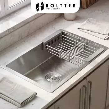 Cuba Gourmet Cozinha 60x45cm Aço Inox Escovado Com Escorredor Regulável Prateado Holtter Home Design