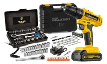 Furadeira S/ Fio Bateria 21v 35nm Bivolt 40 Pçs Ferramentas Amarelo E Preto Bivolt