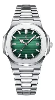 Relógio Poedagar 613 Aço Inoxidável Quartzo Fundo Verde 41mm Resistência Água