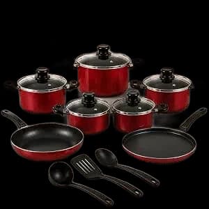 Kit de Panelas Antiaderentes 7 Peças com Tampas de Vidro + Frigideira + Panquequeira + Kit de Utensílios | Revestimento Antiaderente | Fogão a Gás | Cozinha Completa