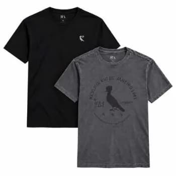 Kit 2 Camisetas Reserva Notificação + Carimbo Gaze Pica-Pau - Preto+Branco