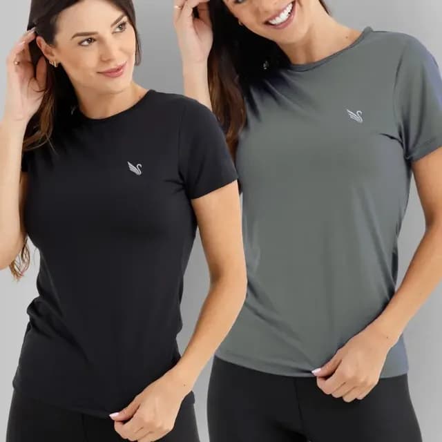 Kit 2 Blusas Baby Look T Shirt Fitness Academia Dry Fit Lisa