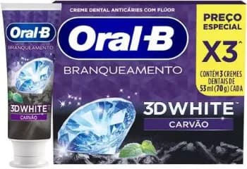 Pasta de Dente Oral-B 3D White Carvão, 3 Un de 70 g