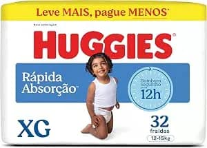 Huggies Rápida Absorção Fralda Descartável, Absorção Em Segundos XG - 32 UN
