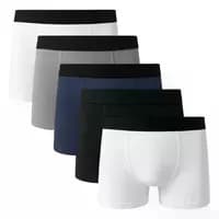 Kit 5 Cuecas Boxer Basic Lisa 100% Algodão Masculina Forro Duplo Costura Tripla Sortido