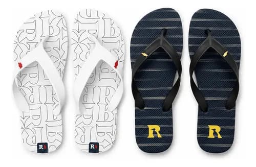Kit 2 Pares Chinelo Masculino Reserva Confortável E Macio Coqueiro E Preto Dourado 41/42