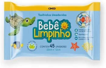 Toalha Umedecida 45 Unidades Caixa com 24 Pacotes