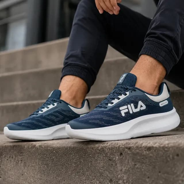 Tênis Fila Maxxi Lite Masculino Esportivo Corrida Treino Marinho Branco Cinza 40 Br