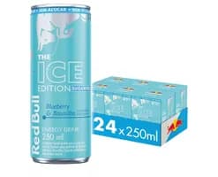Red Bull Energético, Ice Edition, Blueberry e Baunilha, Sem Açúcar, 250ml, 24 latas
