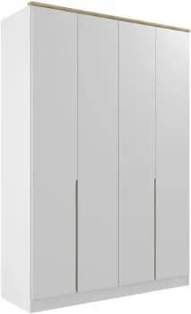 Guarda Roupa 4 Portas 2 Gavetas Logan Mambel Branco/Olmo