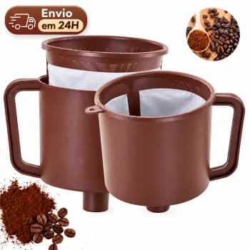 Coador de Café e Chá com Funil - Sabor Autêntico, 100% Reutilizável, Prático e Funcional