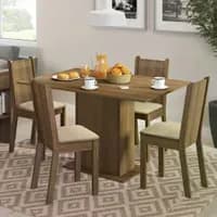 Conjunto Sala Jantar Lexy Mesa Tampo Madeira 4 Cadeiras
