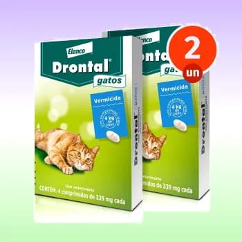 Kit 2 Drontal Gatos Vermífugo 4 Comp. Gatos até 4 KG Elanco