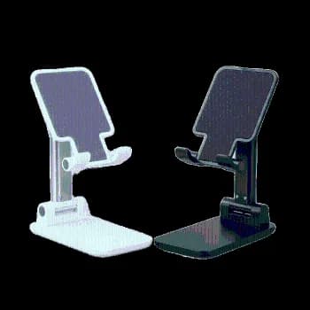 Kit 2 Suportes Smartphone Tablet De Mesa Ajustável Dobrável 1 Branco E 1 Preto