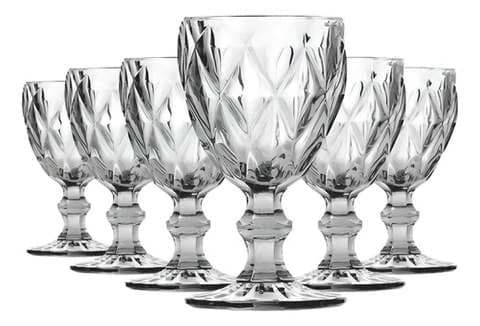 Jogo De Taças Bela Flor Vidro Diamond 330ml C/6 Incolor Lava-louças