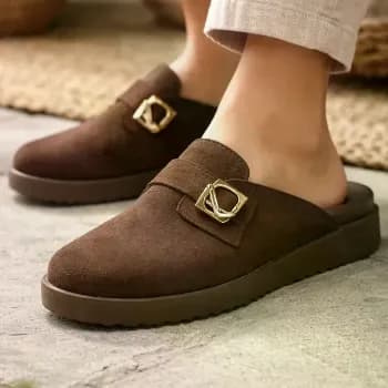 Mule Via Marte Feminino Clog Pantufa Elegante Confortável Cinnamon