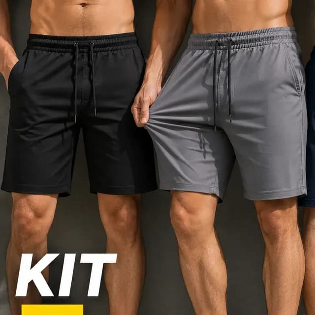 Kit 3 Short Bermuda Masculino Elastano Academia Casual Bolso