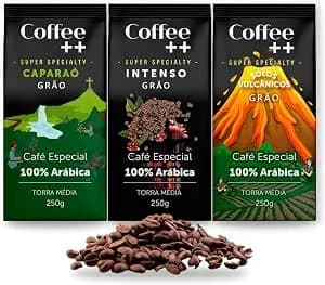 Kit 3 Pacotes Café Especial Em Grãos Coffee Mais Variedades: Caparaó, Intenso E Solos Vulcânicos - 100% Arábica (3x250g)