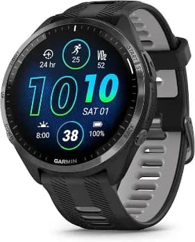 Garmin Smartwatch de corrida Forerunner® 965, visor AMOLED colorido, métricas de treinamento e informações de recuperação, preto e cinza pó, 010-02809