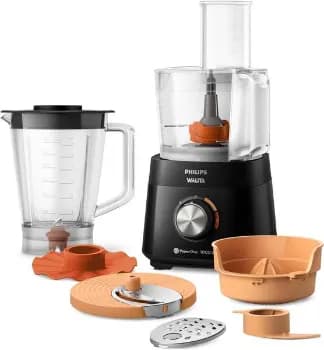 Philips Walita Multiprocessador PowerChop 1000, Preto, Copo com capacidade de 1,5 litros, Duas velocidades + pulsar, 6 acessórios, 1000W, 110V (HR7304/93)