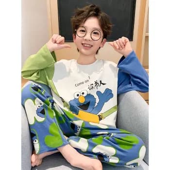 Pijama infantil pijama infantil menino Pijama infantil menino primavera e outono de algodão de manga comprida pijama men