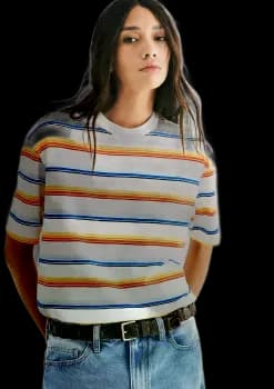Camiseta Feminina Box Listrada Hering Adulto