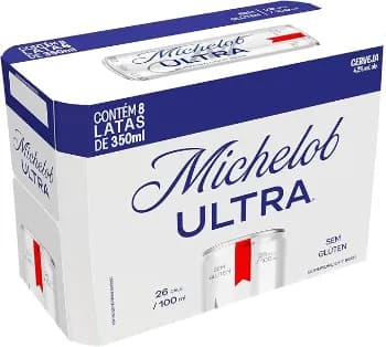 Cerveja Michelob Ultra, Lata 350ml, Pack com 8 unidades