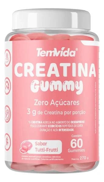 Creatina Gummy Em Gomas Zero Açúcar 60 Unidades 3g Tem Vida