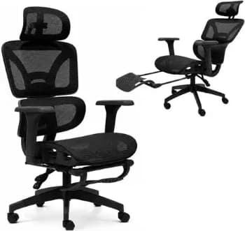 Cadeira Ergonômica Escritório Reclinável Vmstark Com Apoio Para Pés Ajuste Lombar Pescoço Até 150kg (preto)