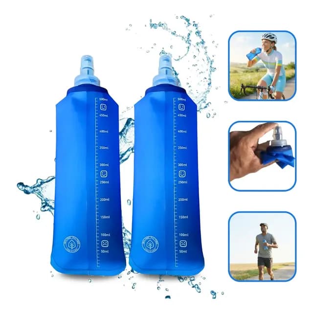 2 Garrafas Squeeze Silicone Soft Flask 500ml Corrida E Bike