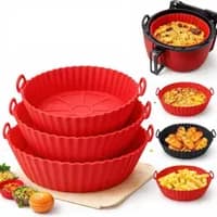 Kit 6 Formas Silicone Air Fryer e Forno Vermelho