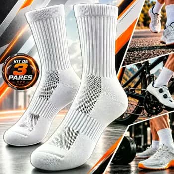 Kit 3 Pares Meias Poliamida Esportiva Corrida Bike Academia