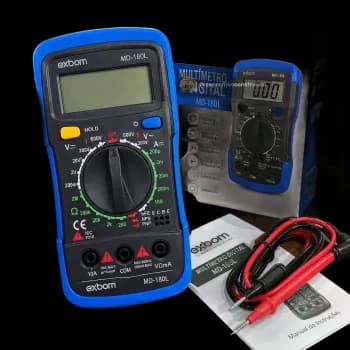 Multímetro Digital Profissional Lcd Iluminado Portátil Multifunções Ac Dc Bip Com Bateria