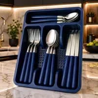 Faqueiro 24 Peças Inox Cabos Azuis Premium
