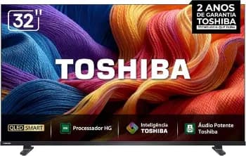Toshiba Smart Tv Qled Hd 32" Polegadas 32v45ss Com Processador Hg Inteligência Toshiba Ai E Áudio Potente Multicanal
