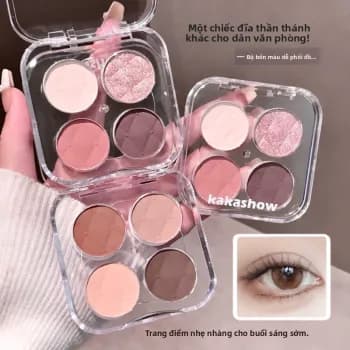 Paleta De Sombras De 4 Cores Suave Sedoso Fosco Brilhante Sombra Portátil De Longa Duração Maquiagem De Aparência Natura